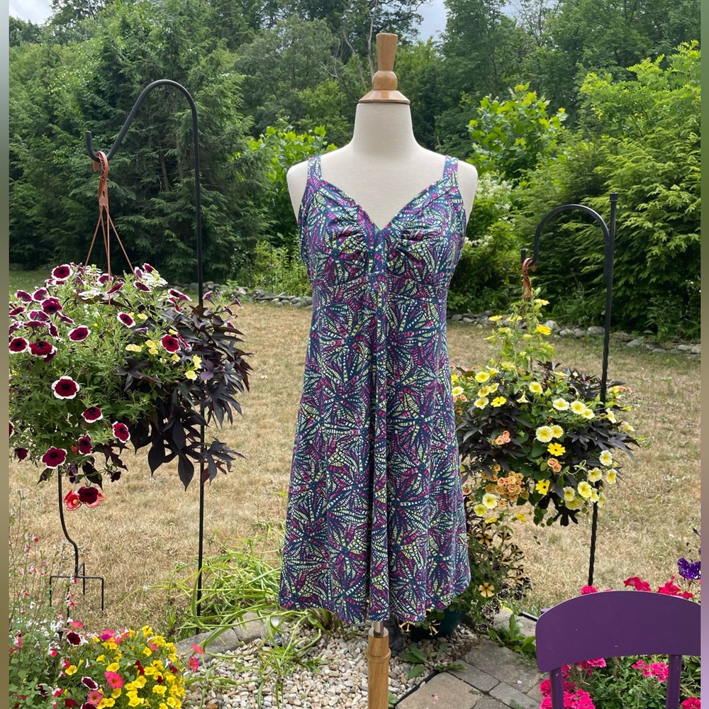 Patagonia L Blue Pink Yellow Patterned Sundress